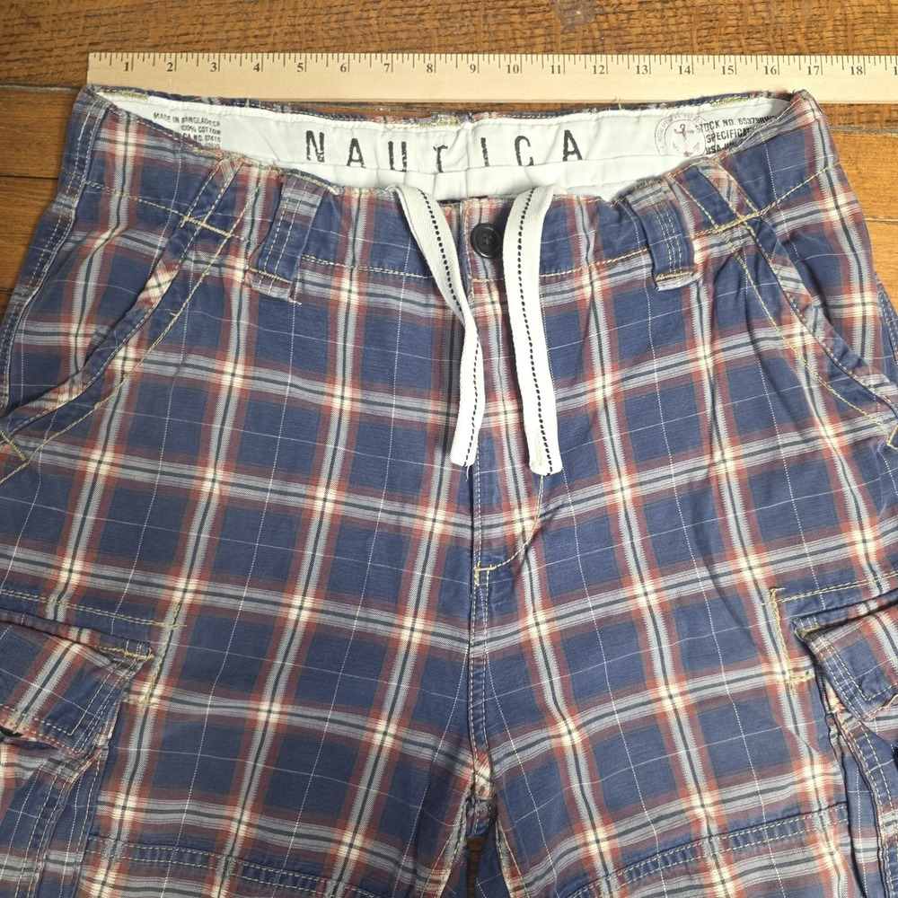 Vintage Nautica Cargo Shorts Men's 34 Blue Red Inseam Pockets Hiking y2k Sailing - Picture 4 of 9